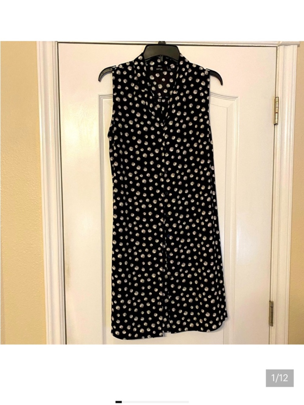 Apt. 9 Black Sleeveless Polka Dot Shirt Dress